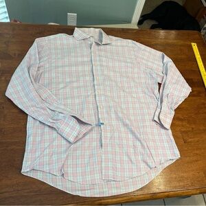 Brooks Brothers Madison Men's Pink Blue Plaid Shirt size 16 1/2-36 100% cotton